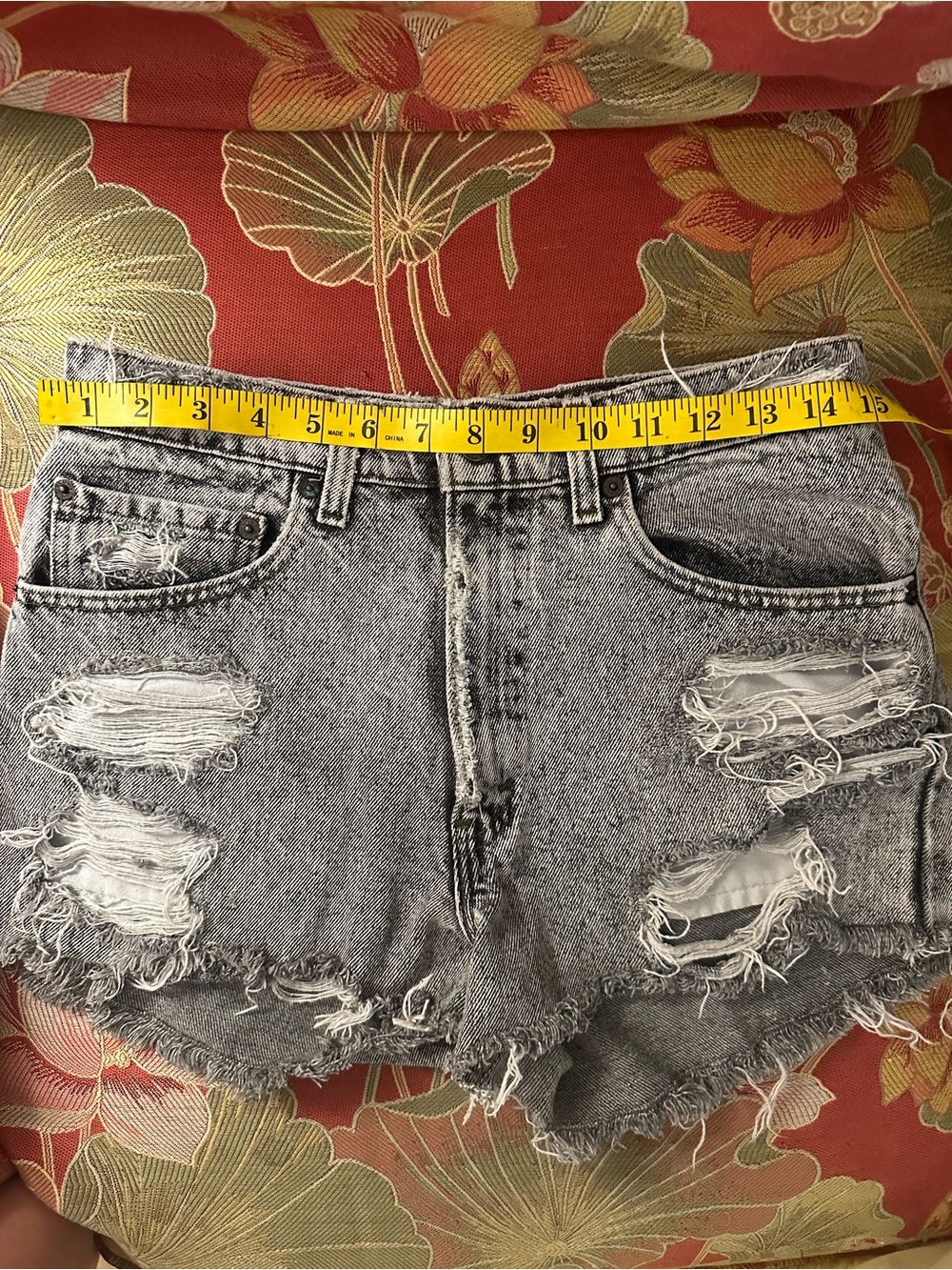 Levi Distressed Gray Denim Cutoff Shorts - Women